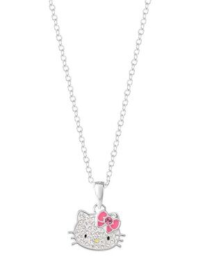 Hello Kitty Silver Plated Necklace with Pink Bow Accent